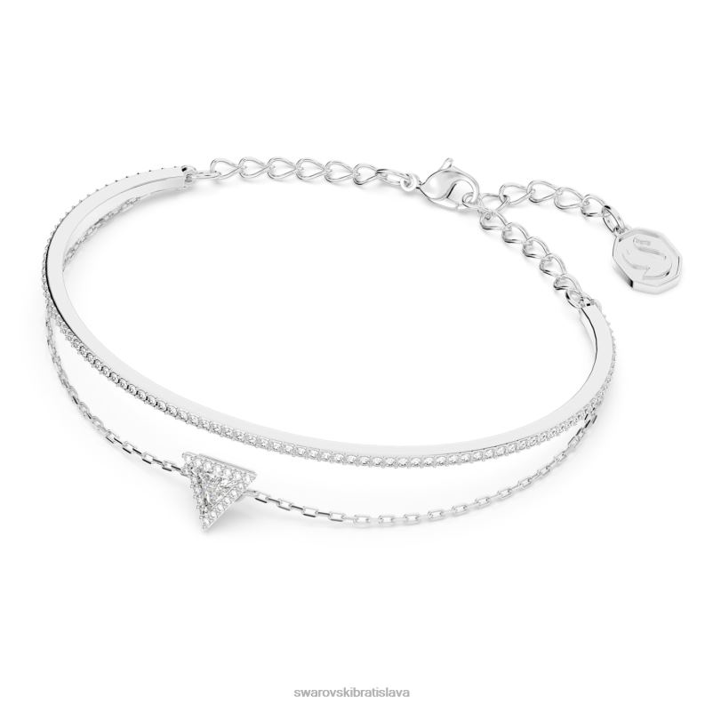 ortyxový náramok trojuholníkový rez, dlažba, biela, rhodiovaná B8ZNT487 Swarovski šperky