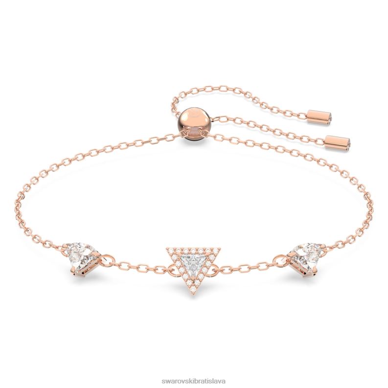 ortyxový náramok trojuholníkový strih, biely, pozlátený ružovým zlatom B8ZNT530 Swarovski šperky