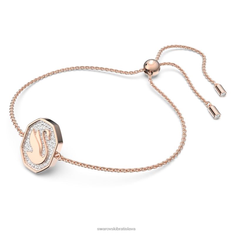 signum náramok labuť, biela, pozlátená ružovým zlatom B8ZNT529 Swarovski šperky