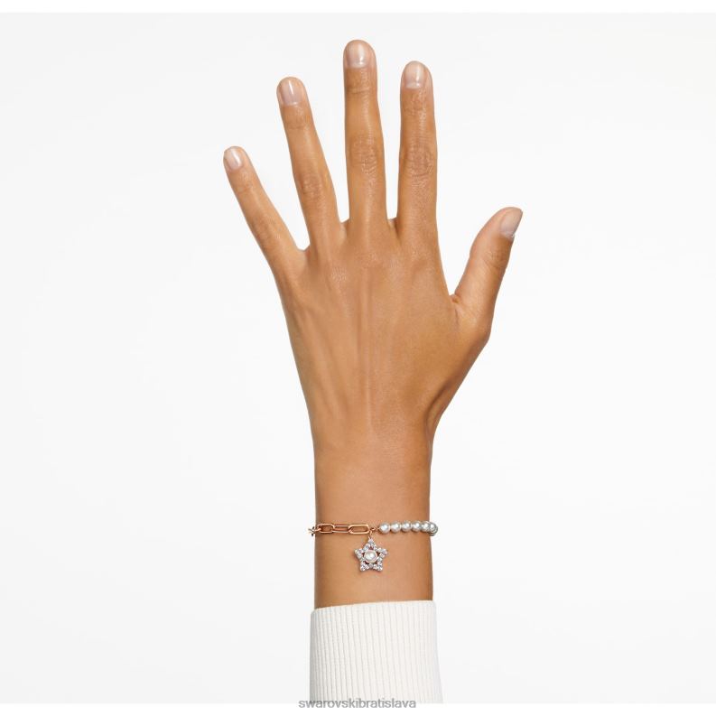 stellový náramok dlažba, hviezda, biela, pozlátená ružovým zlatom B8ZNT511 Swarovski šperky