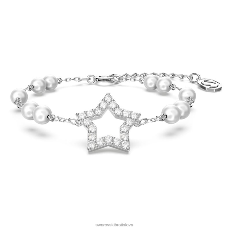 stellový náramok dlažba, hviezda, biela, rhodiovaná B8ZNT507 Swarovski šperky