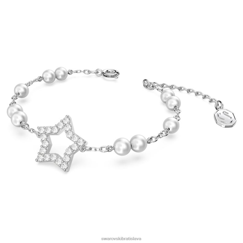 stellový náramok dlažba, hviezda, biela, rhodiovaná B8ZNT507 Swarovski šperky
