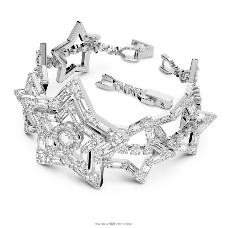 stellový náramok zmiešané rezy, hviezdicové, biele, rhodiované B8ZNT506 Swarovski šperky