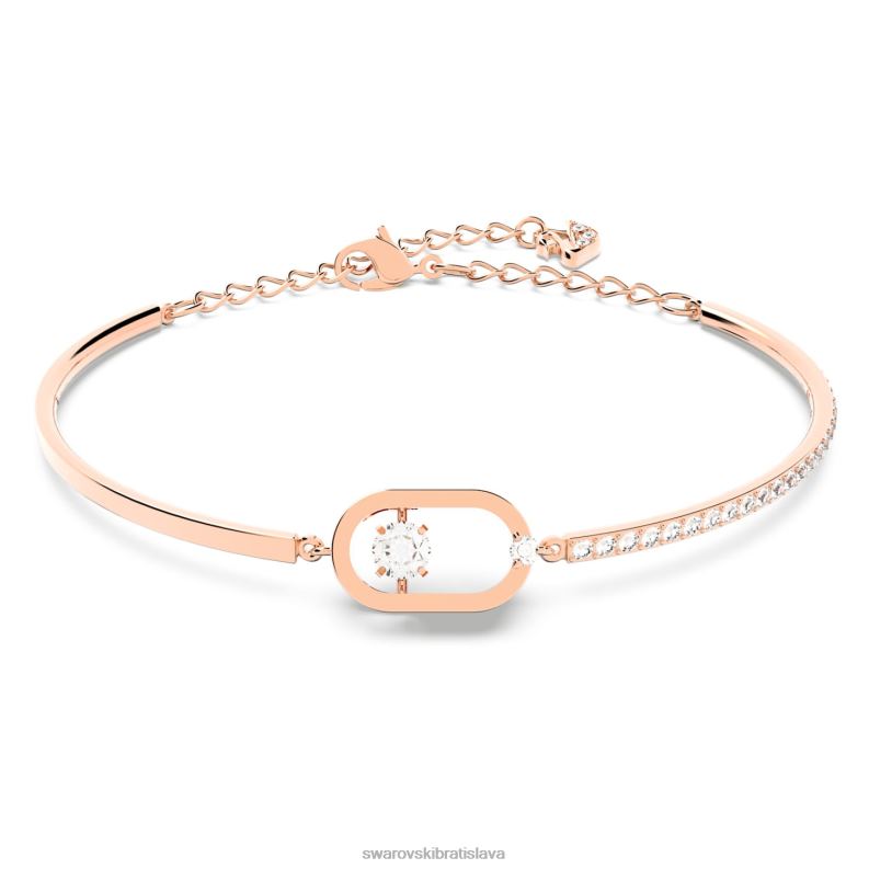 šumivý tanečný náramok okrúhly strih, oválny tvar, biela, pozlátená ružovým zlatom B8ZNT614 Swarovski šperky