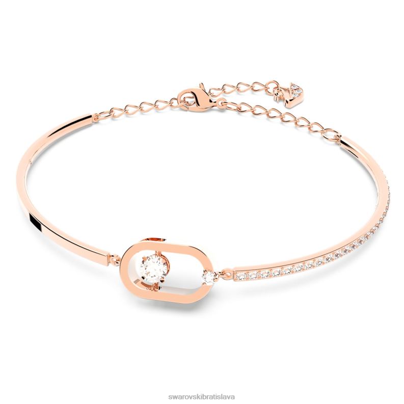 šumivý tanečný náramok okrúhly strih, oválny tvar, biela, pozlátená ružovým zlatom B8ZNT614 Swarovski šperky