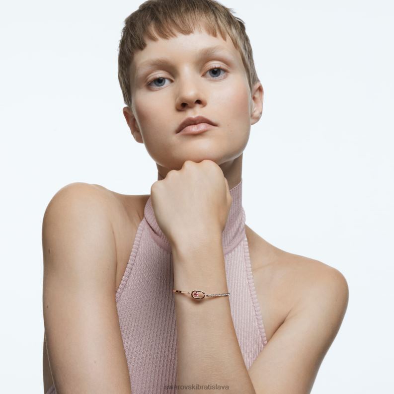 šumivý tanečný náramok okrúhly strih, oválny tvar, červená, pozlátená ružovým zlatom B8ZNT647 Swarovski šperky