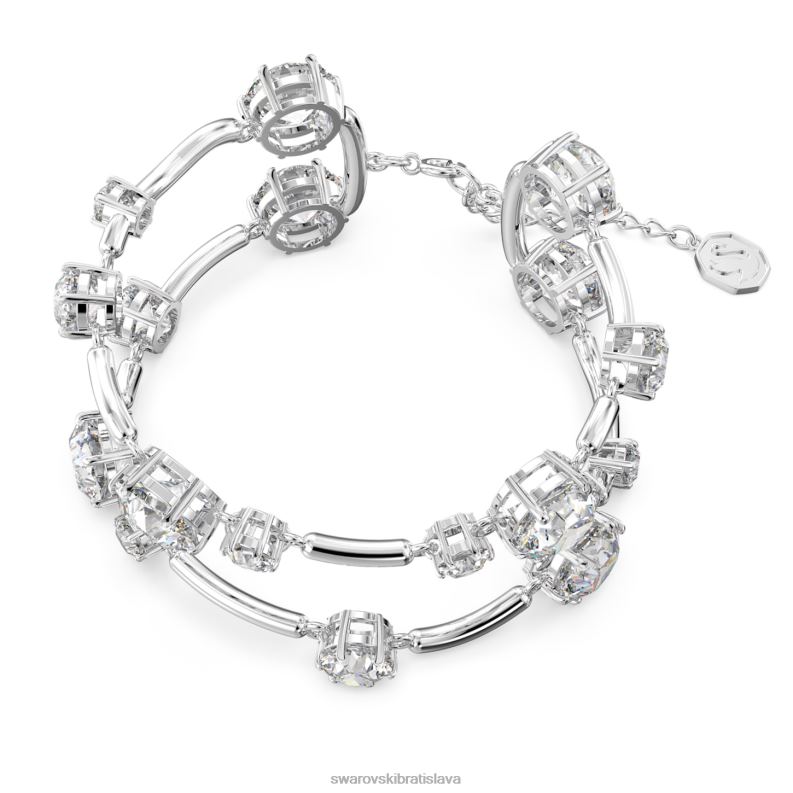 dvojitý náramok constella okrúhly výbrus, biely, rhodiovaný B8ZNT612 Swarovski šperky