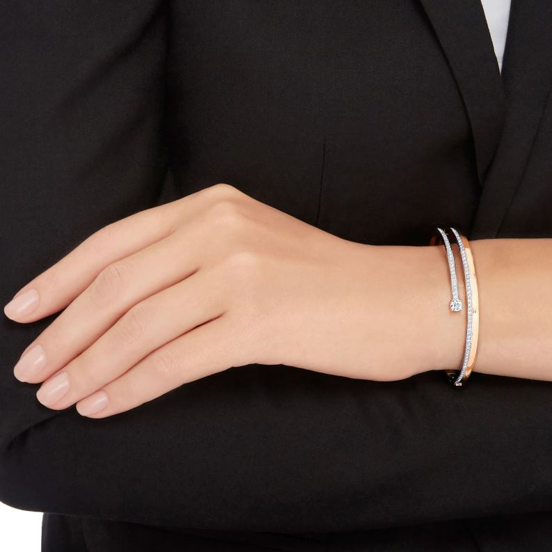čerstvý náramok okrúhly výbrus, biely, pozlátený ružovým zlatom B8ZNT623 Swarovski šperky