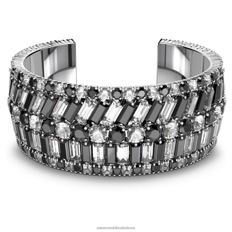 hyperbola manžeta zmiešané strihy, čierne, rhodiované B8ZNT626 Swarovski šperky