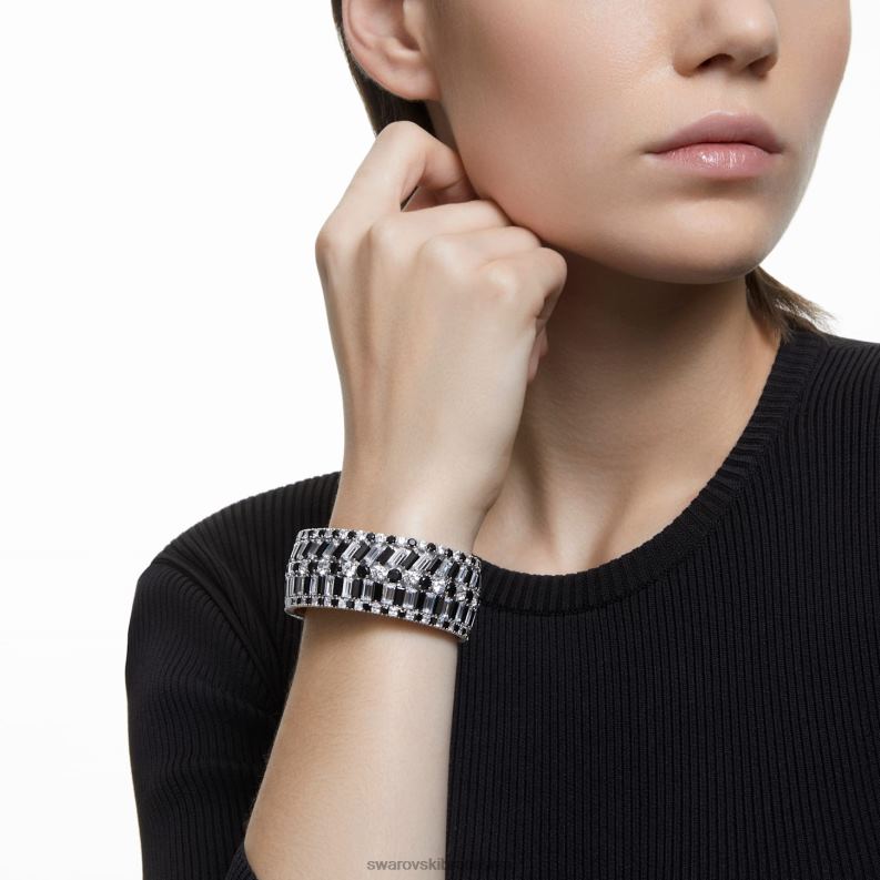 hyperbola manžeta zmiešané strihy, čierne, rhodiované B8ZNT626 Swarovski šperky