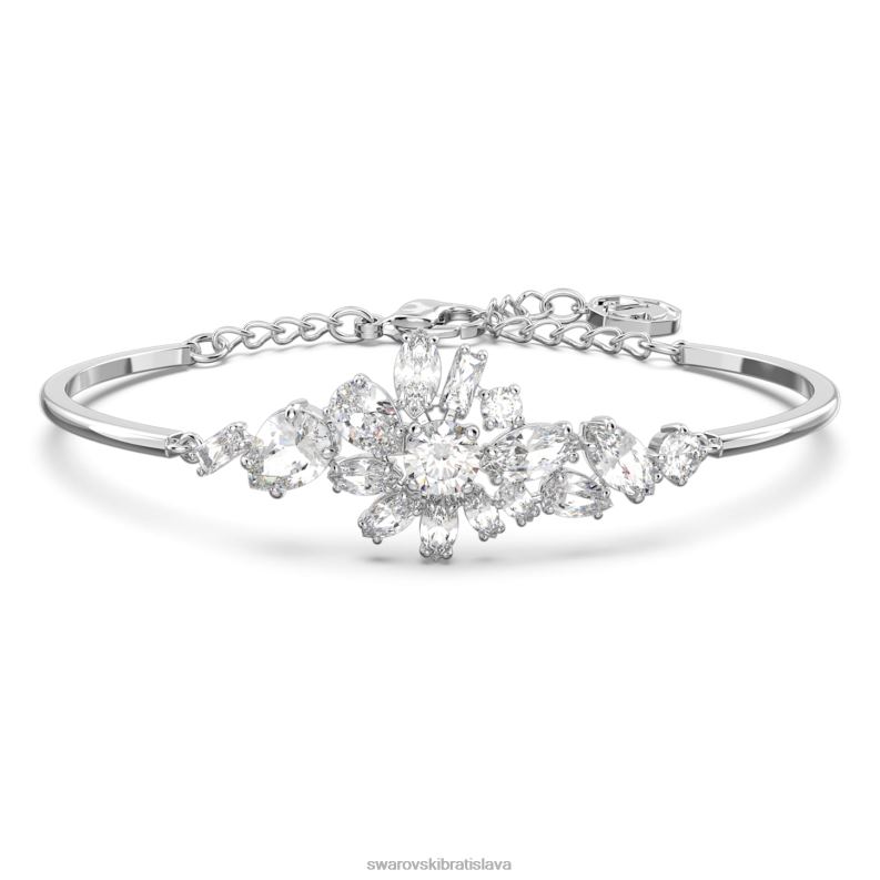 náramok gema zmiešané rezy, kvet, biela, rhodiované B8ZNT607 Swarovski šperky
