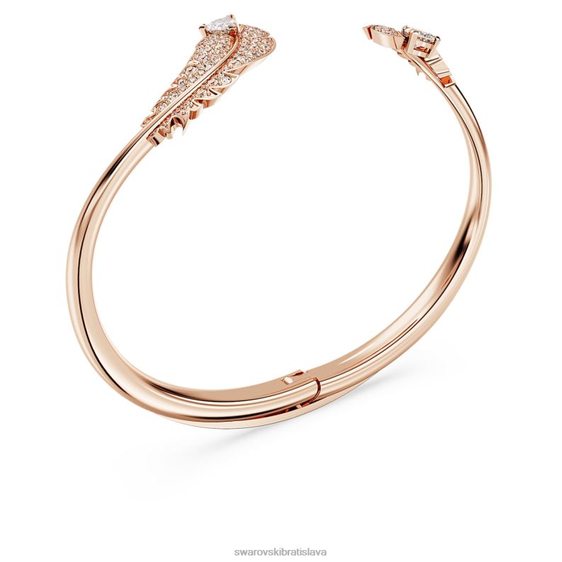 pekný náramok pierko, biele, pozlátené ružovým zlatom B8ZNT632 Swarovski šperky