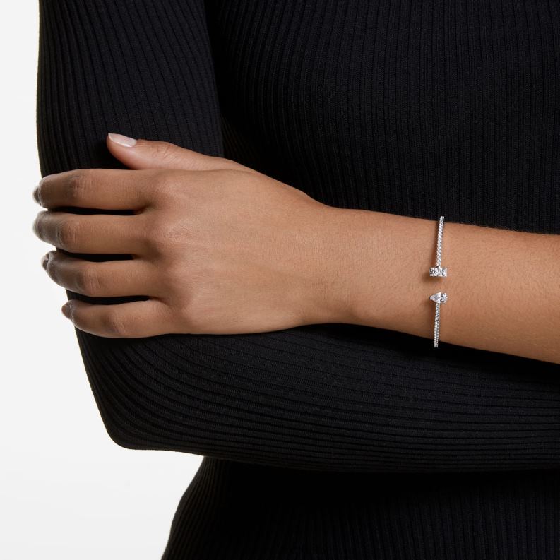 priťahovať manžetu zmiešané rezy, biele, rhodiované B8ZNT596 Swarovski šperky
