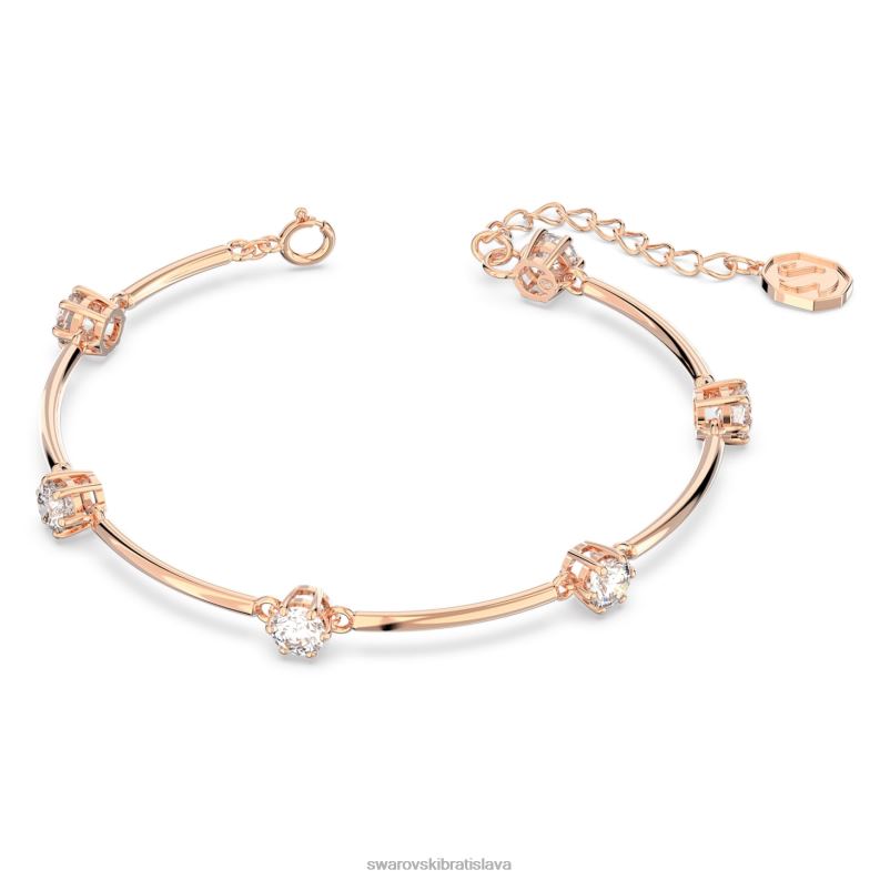 súhvezdový náramok okrúhly výbrus, biely, pozlátený ružovým zlatom B8ZNT481 Swarovski šperky