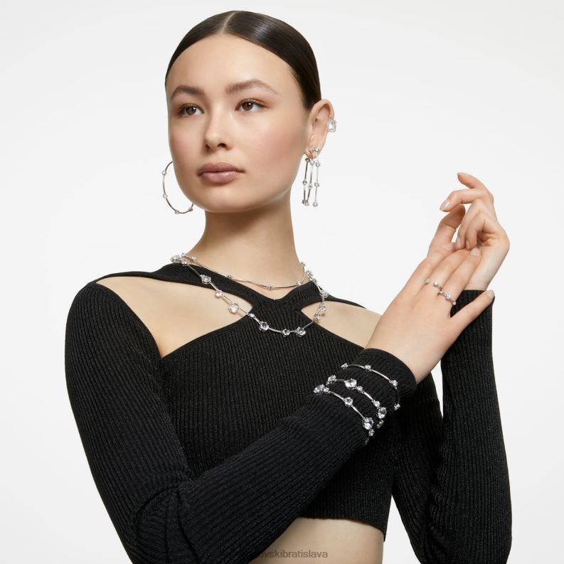 súhvezdový náramok okrúhly výbrus, biely, rhodiovaný B8ZNT485 Swarovski šperky