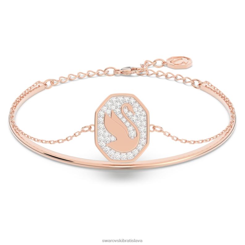 signum náramok labuť, biela, pozlátená ružovým zlatom B8ZNT639 Swarovski šperky