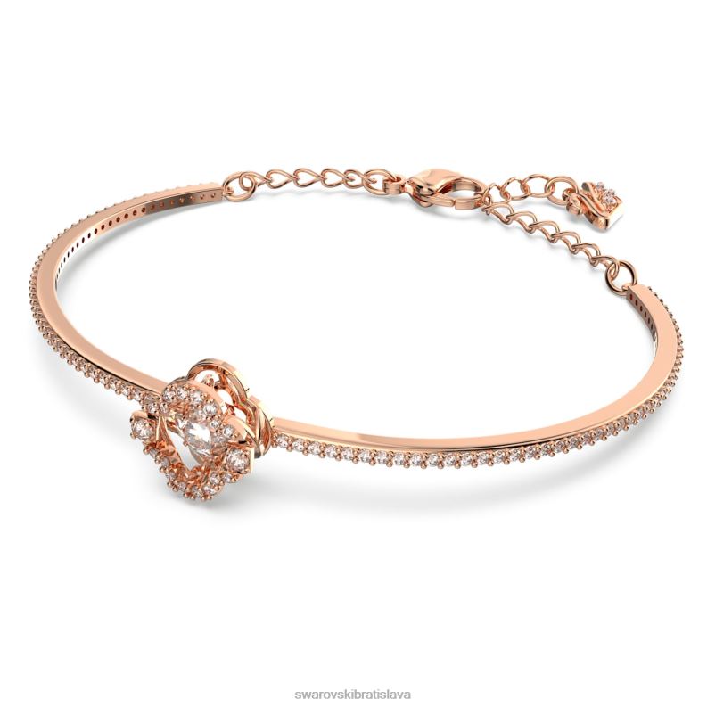šumivý tanečný náramok ďatelina, biela, pozlátená ružovým zlatom B8ZNT637 Swarovski šperky