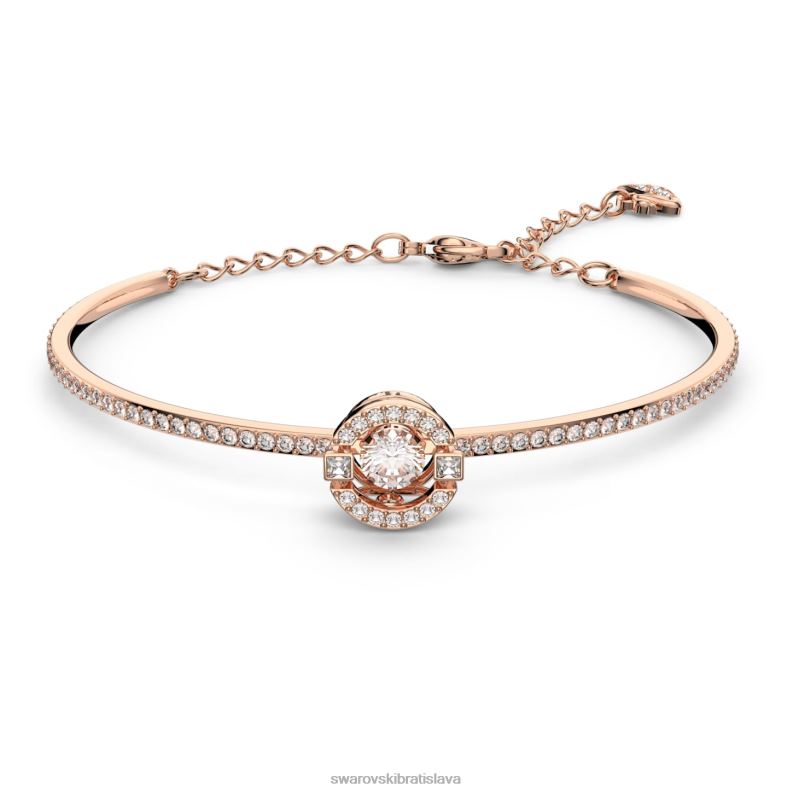 šumivý tanečný náramok okrúhly výbrus, biely, pozlátený ružovým zlatom B8ZNT483 Swarovski šperky