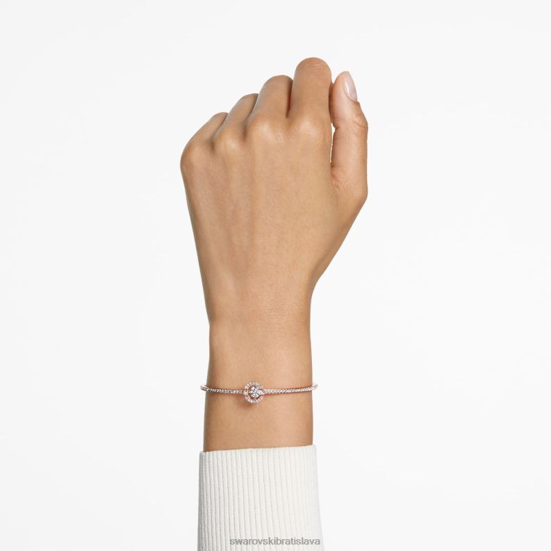 šumivý tanečný náramok okrúhly výbrus, biely, pozlátený ružovým zlatom B8ZNT483 Swarovski šperky