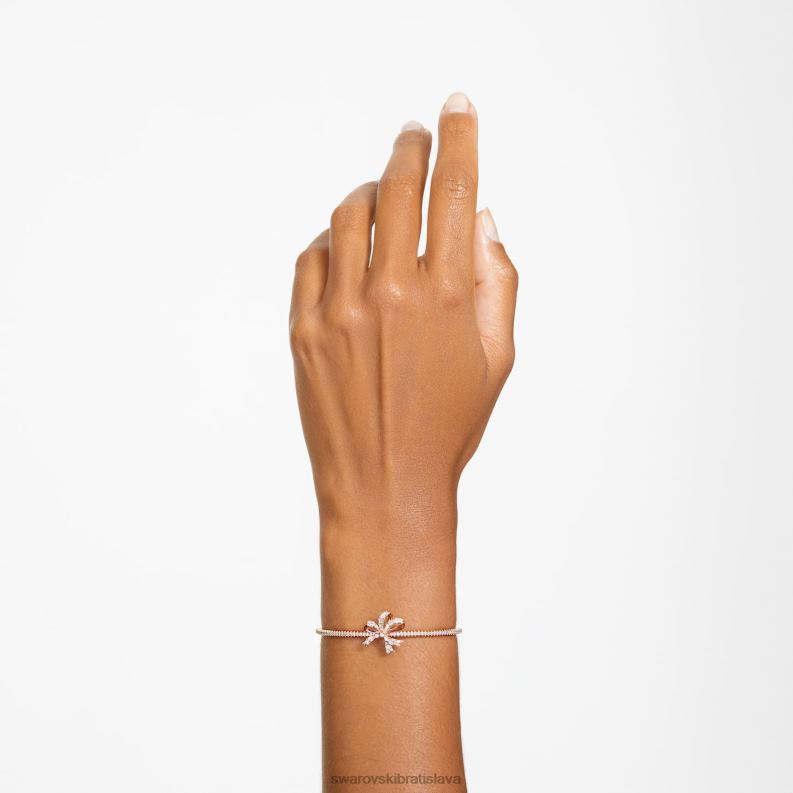 volta náramok mašľa, biela, pozlátená ružovým zlatom B8ZNT510 Swarovski šperky