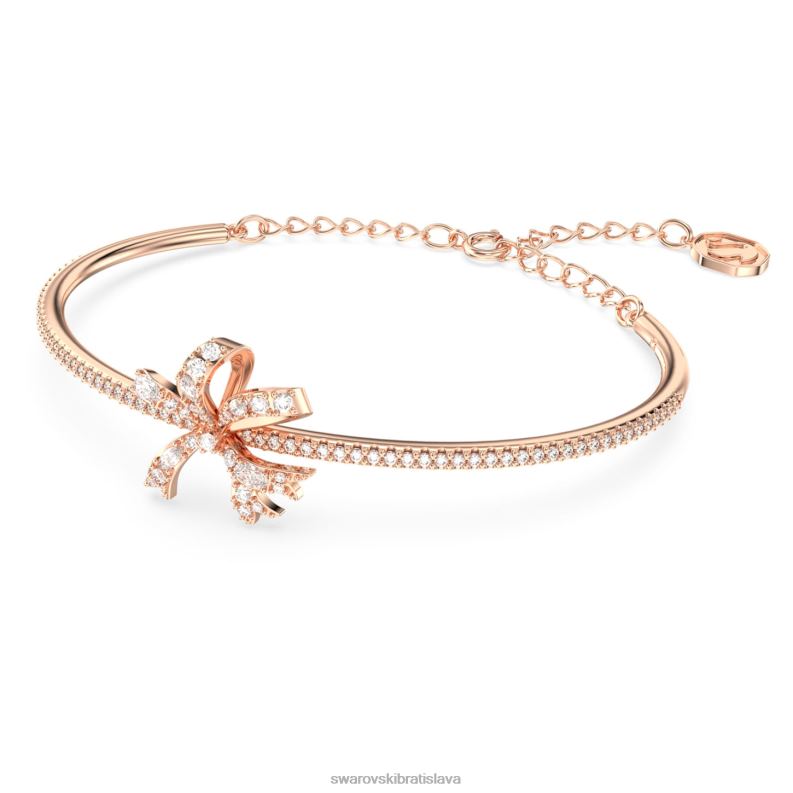 volta náramok mašľa, biela, pozlátená ružovým zlatom B8ZNT510 Swarovski šperky
