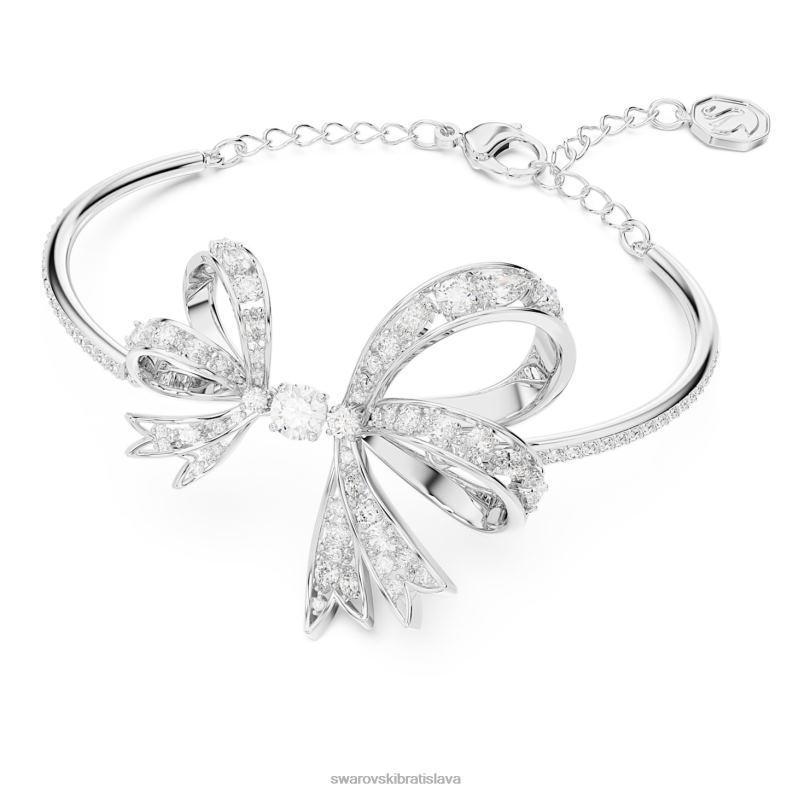 volta náramok mašlička, biela, rhodiovaná B8ZNT505 Swarovski šperky