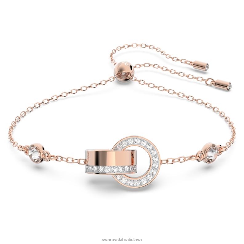 dutý náramok zámková slučka, biela, pozlátená ružovým zlatom B8ZNT427 Swarovski šperky