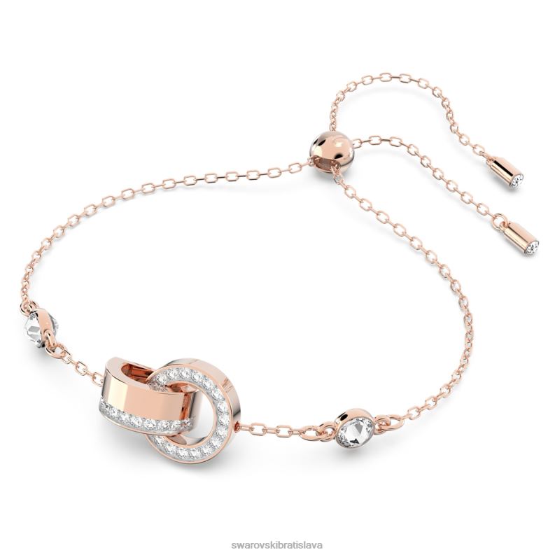 dutý náramok zámková slučka, biela, pozlátená ružovým zlatom B8ZNT427 Swarovski šperky