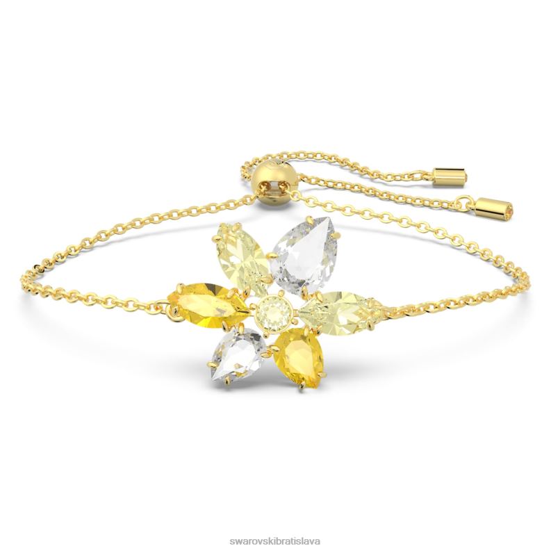 náramok gema zmiešané strihy, kvet, žltá, pozlátený B8ZNT418 Swarovski šperky