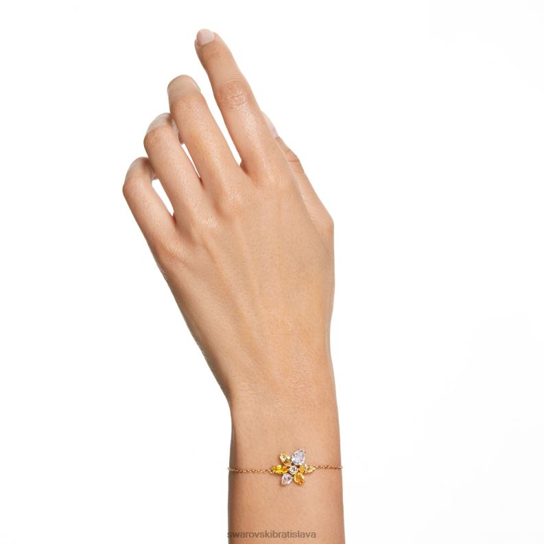 náramok gema zmiešané strihy, kvet, žltá, pozlátený B8ZNT418 Swarovski šperky