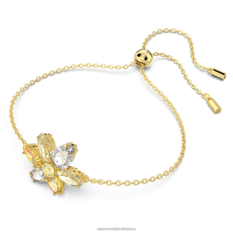 náramok gema zmiešané strihy, kvet, žltá, pozlátený B8ZNT418 Swarovski šperky