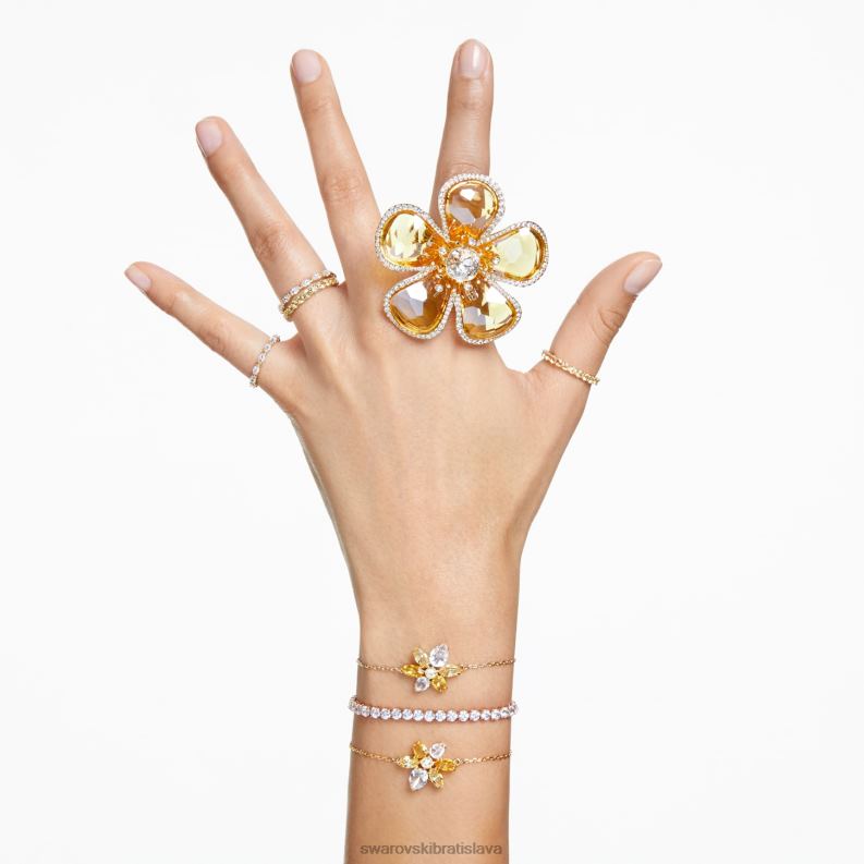 náramok gema zmiešané strihy, kvet, žltá, pozlátený B8ZNT418 Swarovski šperky