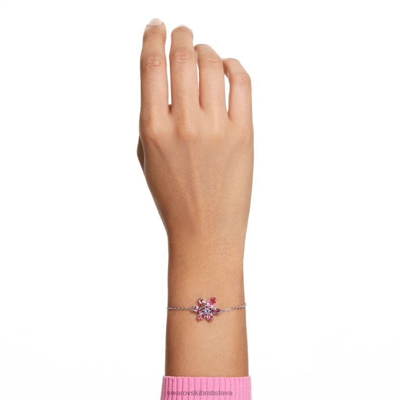 náramok gema zmiešané strihy, kvetinové, ružové, rhodiované B8ZNT417 Swarovski šperky