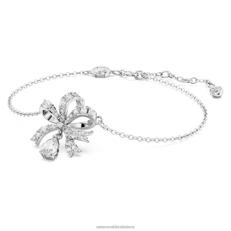 náramok volta mašlička, biela, rhodiovaná B8ZNT442 Swarovski šperky