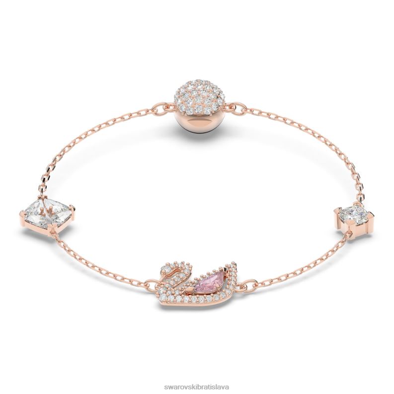 oslnivý labutí náramok magnetické zatváranie, labuť, ružové, pozlátené ružovým zlatom B8ZNT421 Swarovski šperky