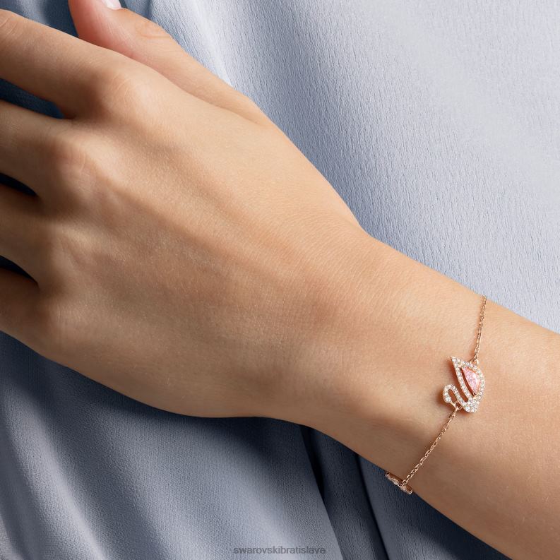 oslnivý labutí náramok magnetické zatváranie, labuť, ružové, pozlátené ružovým zlatom B8ZNT421 Swarovski šperky