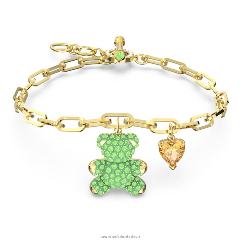 plyšový náramok medvedí, zelený, pozlátený B8ZNT472 Swarovski šperky