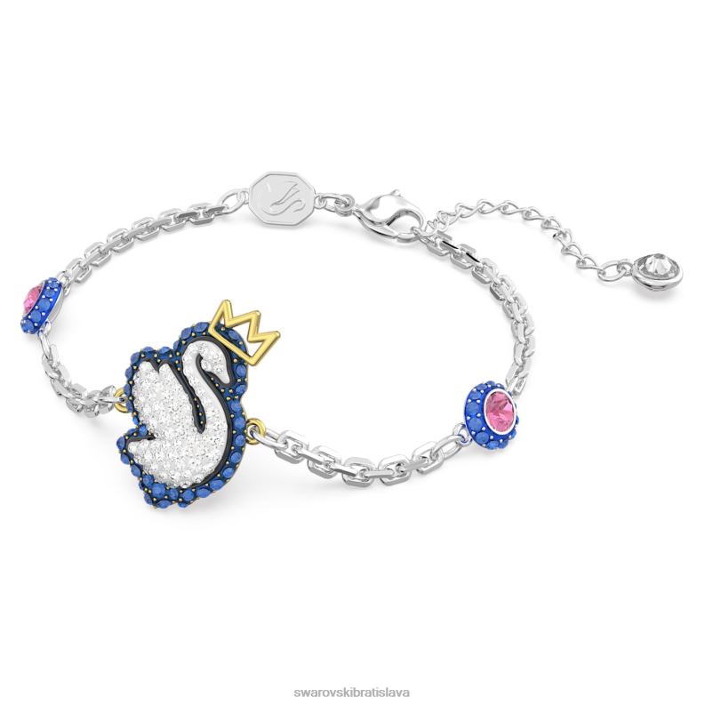 popový náramok s labuťou labuť, modrá, rhodiovaná B8ZNT451 Swarovski šperky