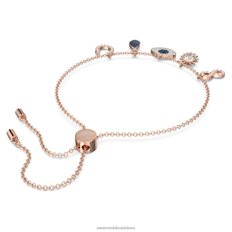symbolický náramok nekonečno, zlé oko a podkova, modrá, pozlátené ružovým zlatom B8ZNT420 Swarovski šperky