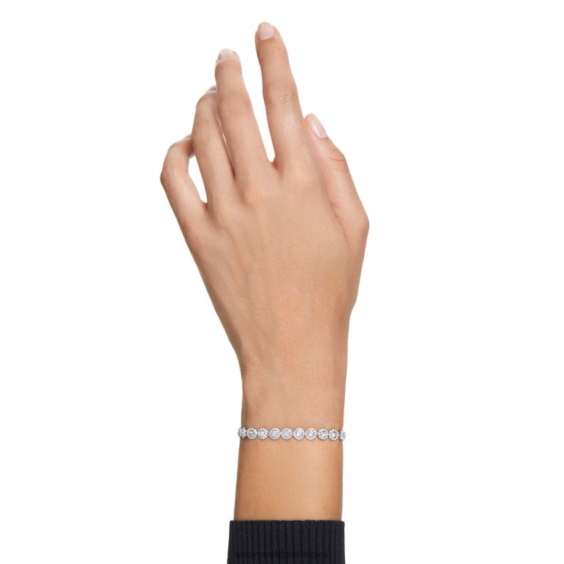 anjelsky náramok kruhový rez, dlažba, biela, rhodiovaná B8ZNT546 Swarovski šperky