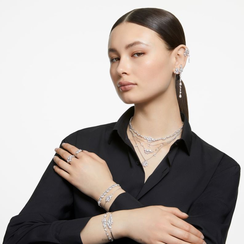 anjelsky náramok kruhový rez, dlažba, biela, rhodiovaná B8ZNT546 Swarovski šperky