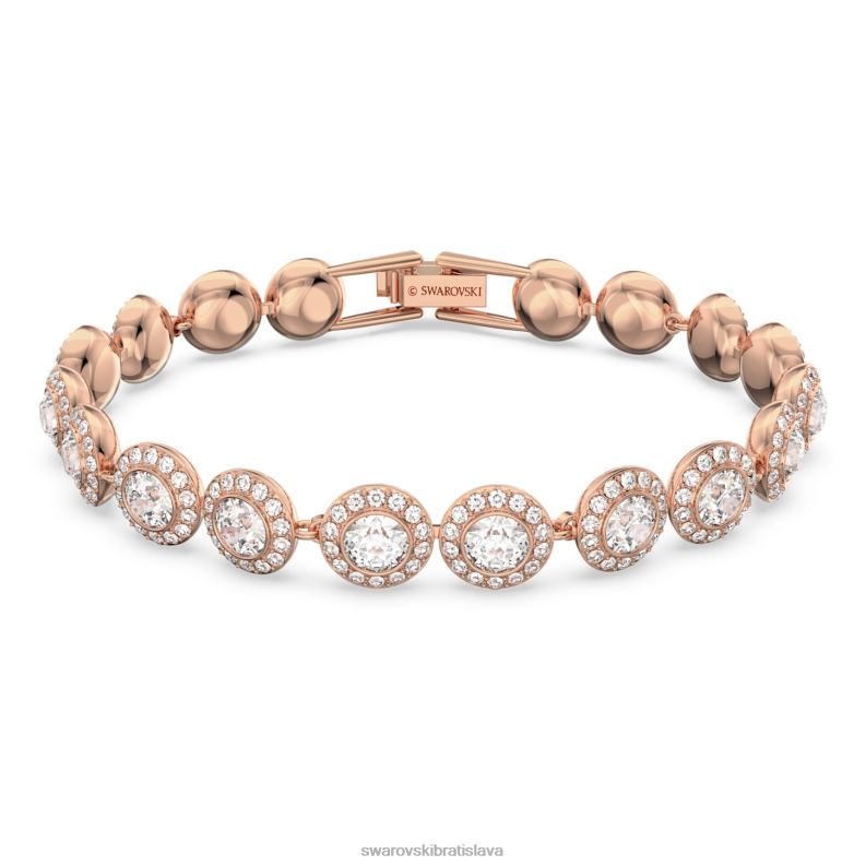 anjelsky náramok okrúhly výbrus, dlažba, biela, pozlátená ružovým zlatom B8ZNT551 Swarovski šperky