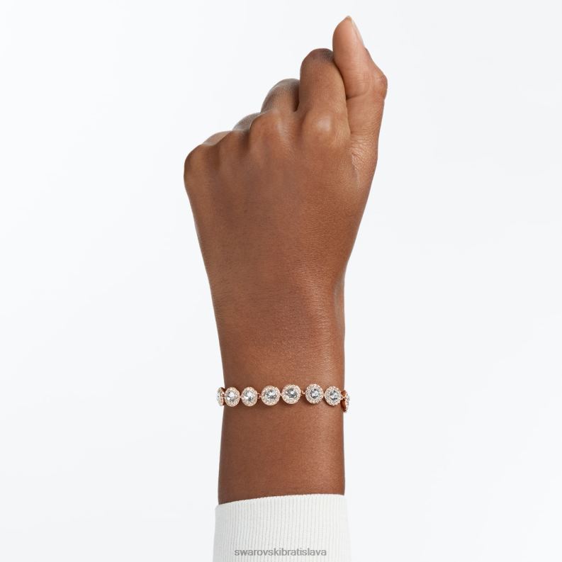 anjelsky náramok okrúhly výbrus, dlažba, biela, pozlátená ružovým zlatom B8ZNT551 Swarovski šperky