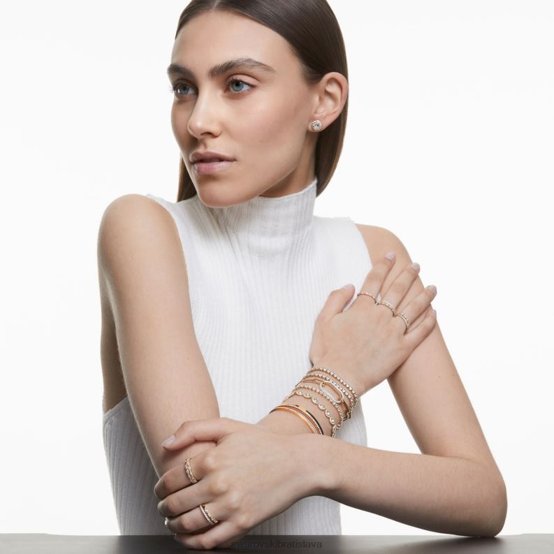 anjelsky náramok okrúhly výbrus, dlažba, biela, pozlátená ružovým zlatom B8ZNT551 Swarovski šperky