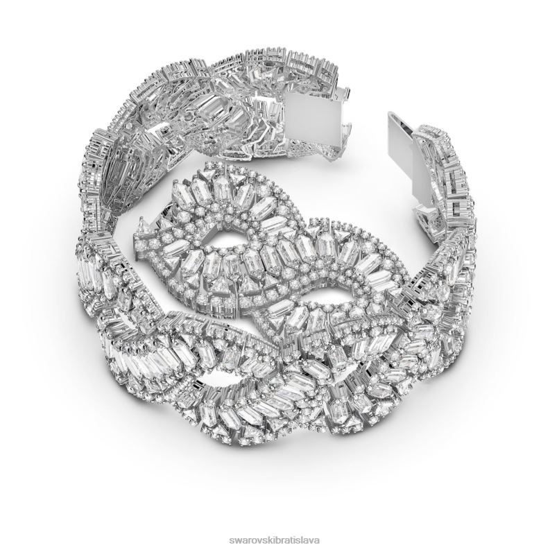 hyperbola náramok zmiešané strihy, vlnité, biele, rhodiované B8ZNT583 Swarovski šperky