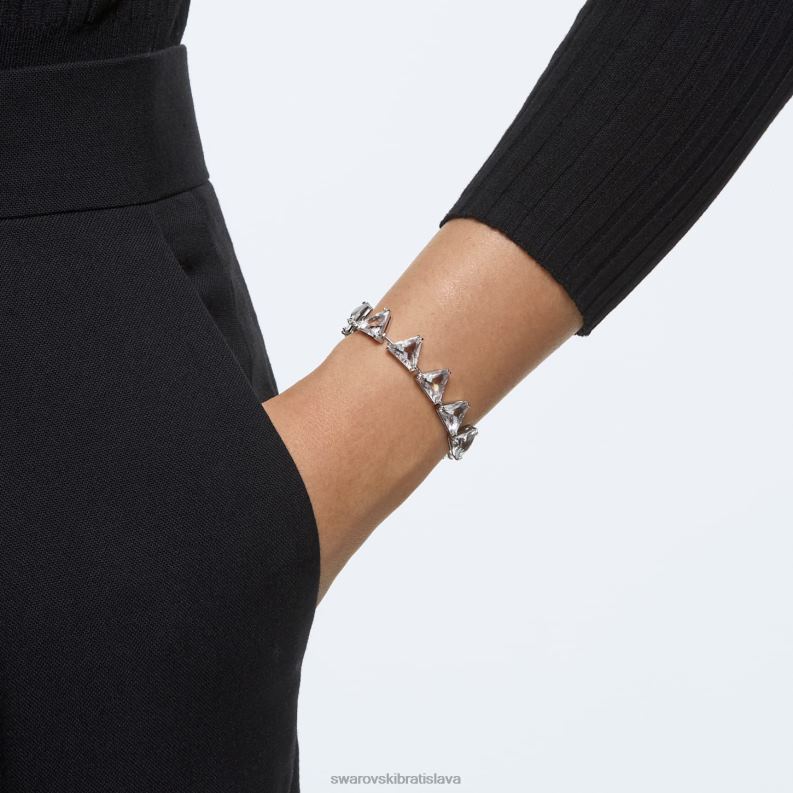 ortyxový náramok trojuholníkový výbrus, biely, rhodiovaný B8ZNT570 Swarovski šperky