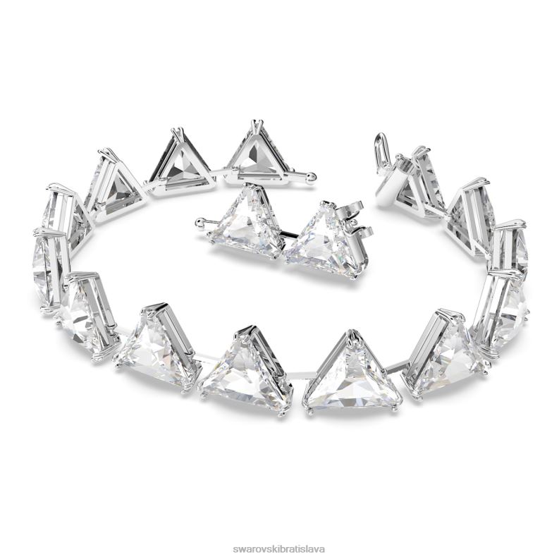ortyxový náramok trojuholníkový výbrus, biely, rhodiovaný B8ZNT570 Swarovski šperky