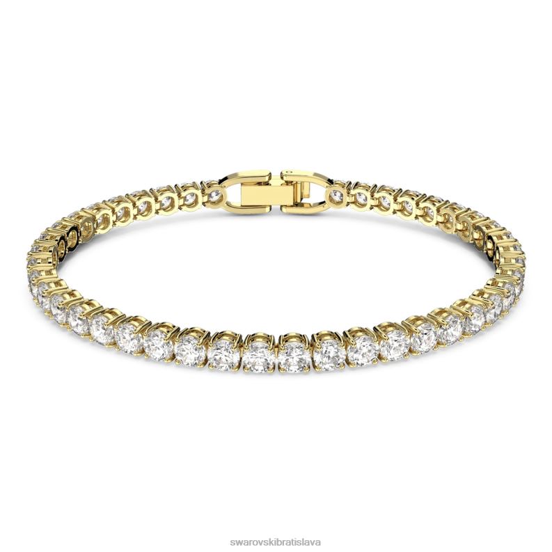 tenisový luxusný náramok okrúhly výbrus, biely, pozlátený B8ZNT585 Swarovski šperky