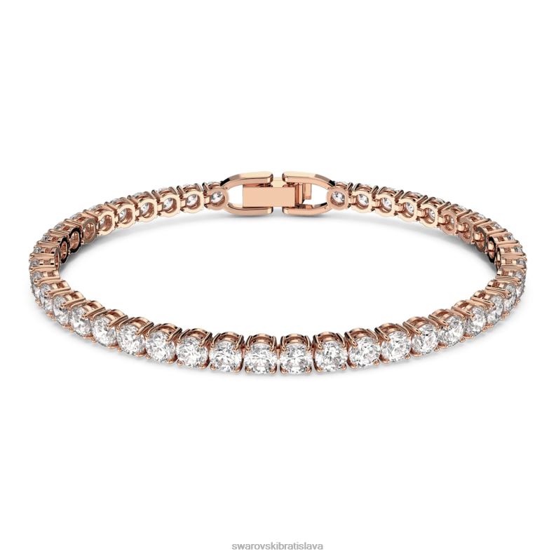 tenisový luxusný náramok okrúhly výbrus, biely, pozlátený ružovým zlatom B8ZNT553 Swarovski šperky