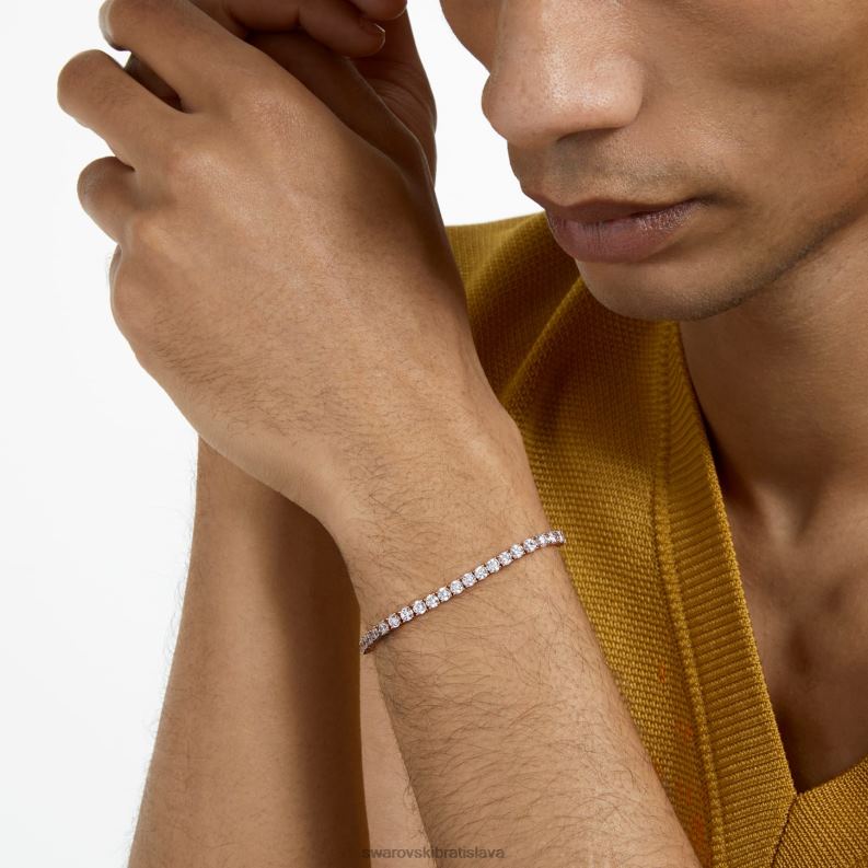 tenisový luxusný náramok okrúhly výbrus, biely, pozlátený ružovým zlatom B8ZNT553 Swarovski šperky